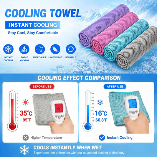 3 Pack Cooling Towel for Neck and face(40"x12"), Cooling Neck Wraps