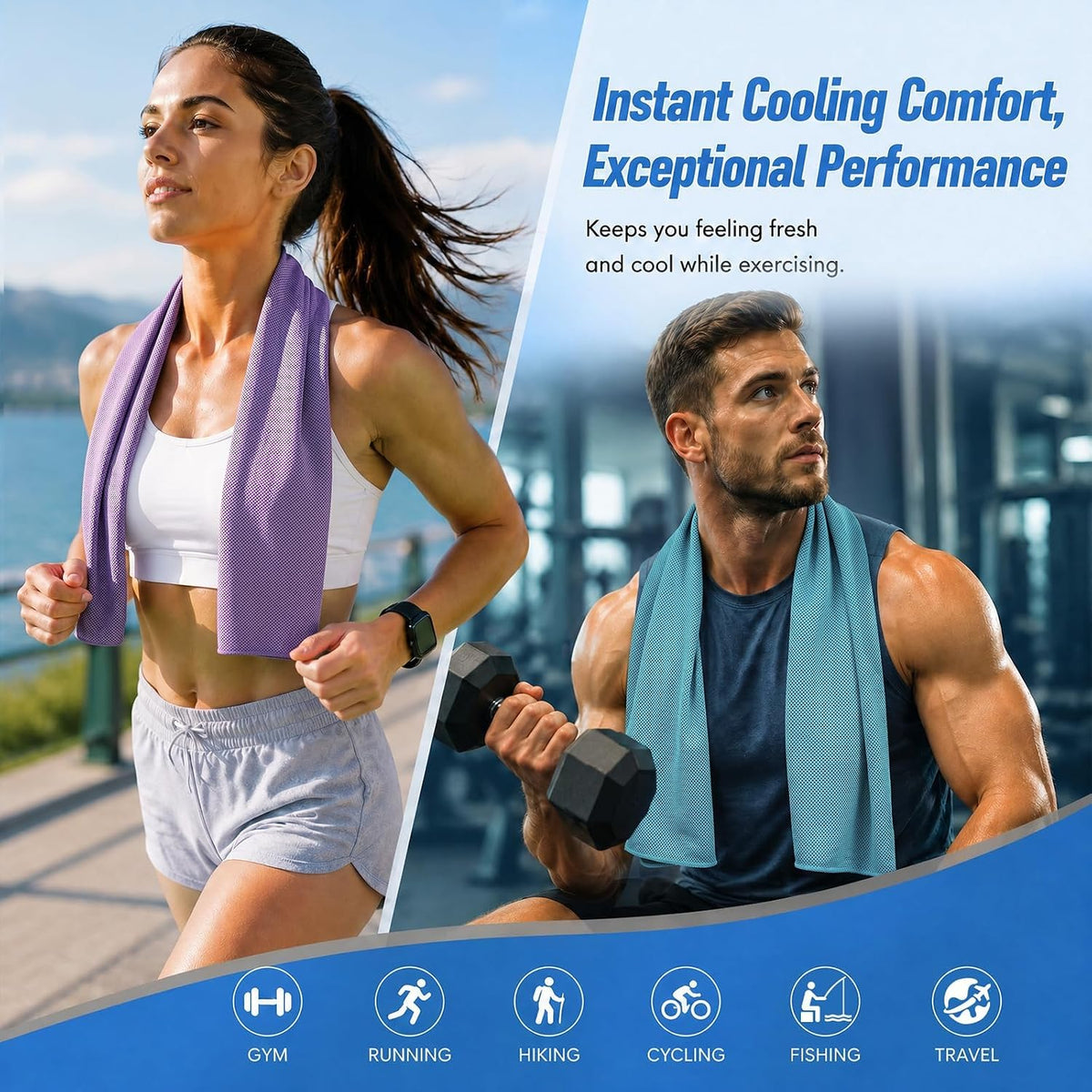 3 Pack Cooling Towel for Neck and face(40"x12"), Cooling Neck Wraps