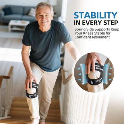 Patella Tendon Support Knee Brace for Women & Men, Adjustable Knee Strap with Gel Pad & Side Stabilizers, Breathable Lightweight Knee Support for Running, Training & Daily Use (Black, L/XL)