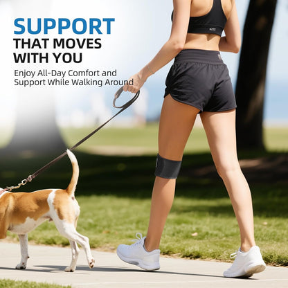 Patella Tendon Support Knee Brace for Women & Men, Adjustable Knee Strap with Gel Pad & Side Stabilizers, Breathable Lightweight Knee Support for Running, Training & Daily Use (Black, L/XL)