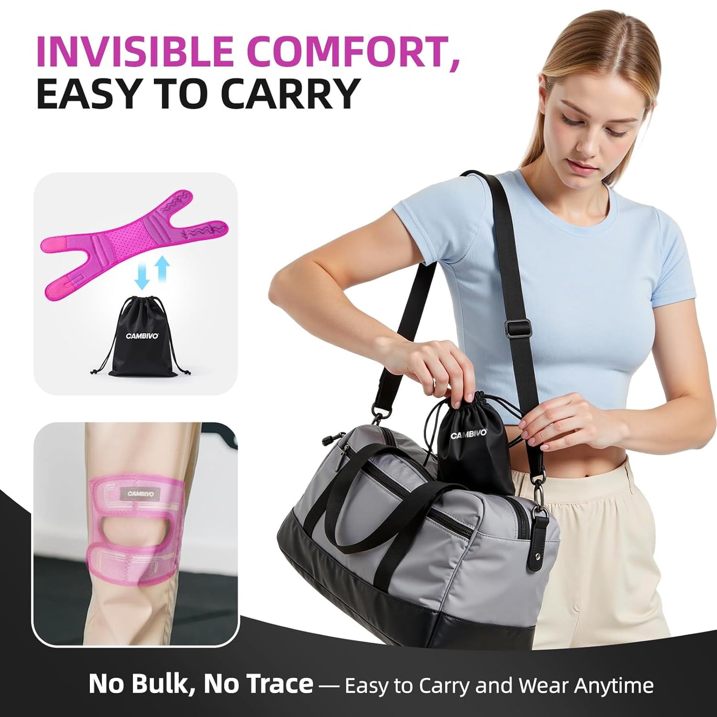 Patella Tendon Support Knee Brace for Women & Men, Adjustable Knee Strap with Gel Pad & Side Stabilizers, Breathable Lightweight Knee Support for Running, Training & Daily Use (Black, L/XL)