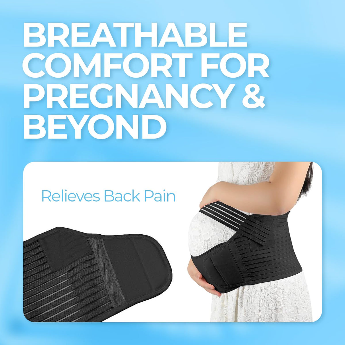 3-in-1 Maternity Abdominal Support Belt - Adjustable Pregnancy Belly Band for Prenatal & Postpartum Care, Relieves Back Pain - Machine Washable, Perfect for Expecting Moms