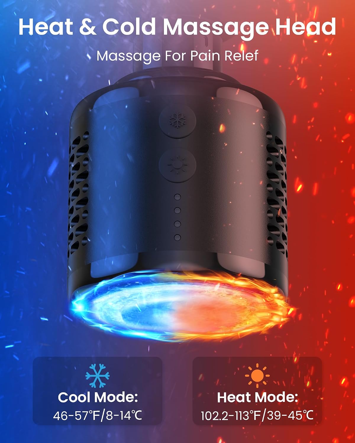 Foldable Massage Gun with Extension Handle & 5 Adjustable Angles,Deep Tissue Back Massage for Neck/Body Pain Relief,Handheld Percussion Muscle Massager,32 Speeds,6 Heads & Silent,with Case
