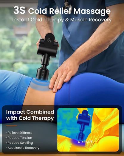 Foldable Massage Gun with Extension Handle & 5 Adjustable Angles,Deep Tissue Back Massage for Neck/Body Pain Relief,Handheld Percussion Muscle Massager,32 Speeds,6 Heads & Silent,with Case