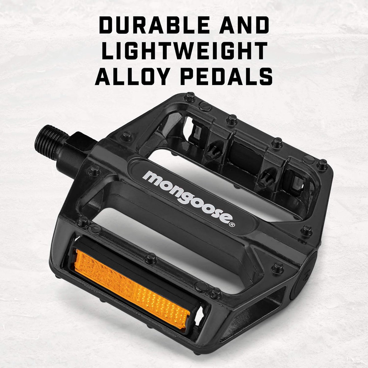 Mountain Bike Pedals, Black, Set of 2, Lightweight and Durable Alloy Stands Up to Tough Riding, with Reflectors, Fits 1/2" or 9/16" Cranks, Easy Installation, Replacement Bike Pedals