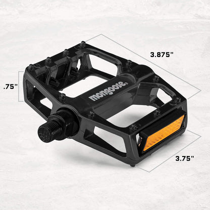 Mountain Bike Pedals, Black, Set of 2, Lightweight and Durable Alloy Stands Up to Tough Riding, with Reflectors, Fits 1/2" or 9/16" Cranks, Easy Installation, Replacement Bike Pedals