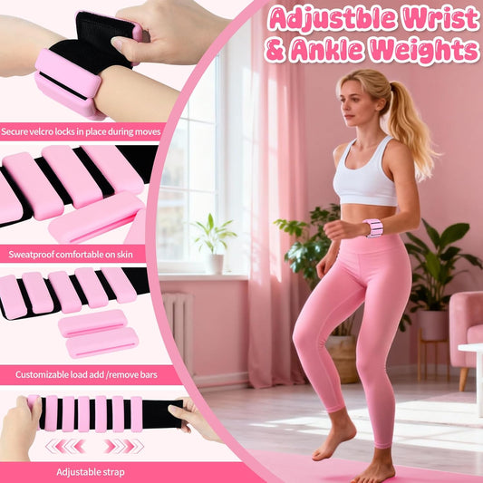 Pilates Equipment Kit for Home Workouts - 18pcs Set- 14'' Pilates Ring and Ball Set for Women, Pilates/Yoga Accessories Kit with Wrist Weights, Resistance Bands, Core Sliders, Yoga Strap