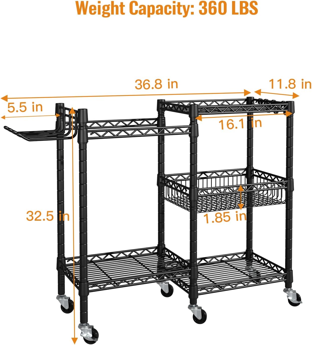 Home Gym Storage, 3 Tiers Workout Equipment Organizer with Wheels for Yoga Mats, Foam Roller, Dumbbells, Kettlebells, and Resistance Bands