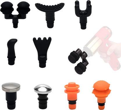 9Pcs Replaceable Massage Gun Heads - Deep Tissue Muscle Attachments and Accessories for Massage Gun - Plug-n-Play Adapter Set