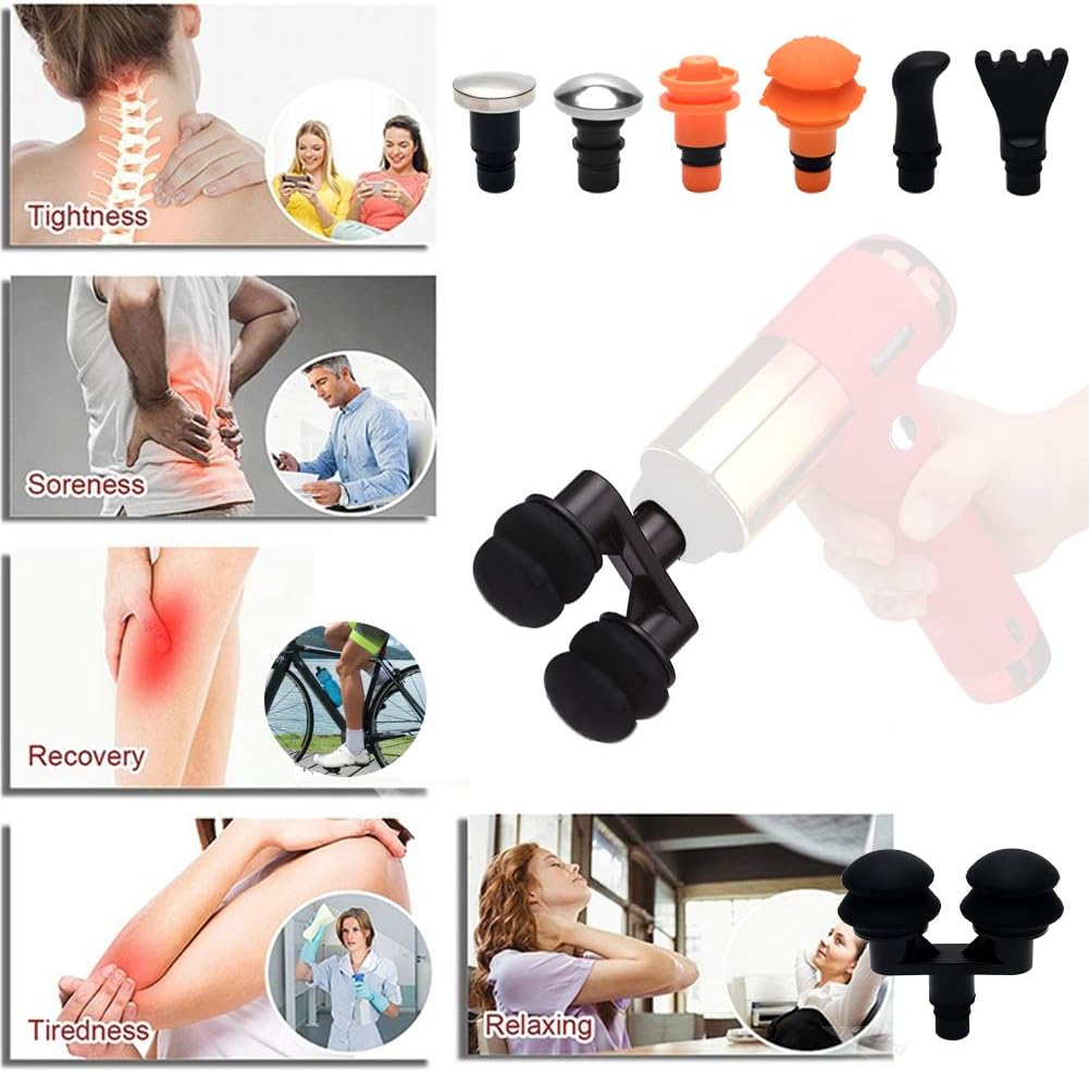 9Pcs Replaceable Massage Gun Heads - Deep Tissue Muscle Attachments and Accessories for Massage Gun - Plug-n-Play Adapter Set