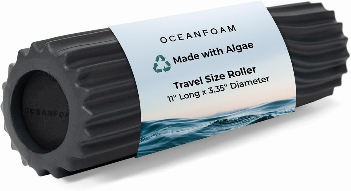 Ripple Travel Foam Roller (11" x 3.35") Firm Mini Foam Roller for Physical Therapy, Deep Tissue Massage, Back Pain - High Density, Ergonomic Wave Textured - Yoga, Pilates, Exercise (Seafoam) - Colors A