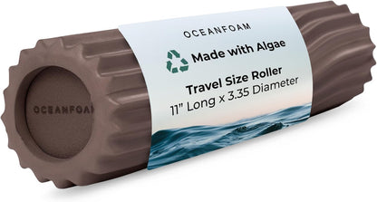 Ripple Travel Foam Roller (11" x 3.35") Firm Mini Foam Roller for Physical Therapy, Deep Tissue Massage, Back Pain - High Density, Ergonomic Wave Textured - Yoga, Pilates, Exercise (Seafoam) - Colors A