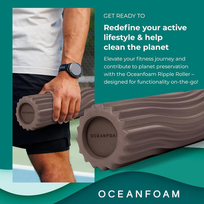 Ripple Travel Foam Roller (11" x 3.35") Firm Mini Foam Roller for Physical Therapy, Deep Tissue Massage, Back Pain - High Density, Ergonomic Wave Textured - Yoga, Pilates, Exercise (Seafoam) - Colors A