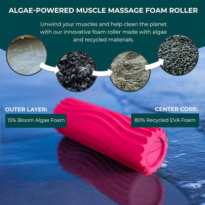 Ripple Travel Foam Roller (11" x 3.35") Firm Mini Foam Roller for Physical Therapy, Deep Tissue Massage, Back Pain - High Density, Ergonomic Wave Textured - Yoga, Pilates, Exercise (Seafoam) - Colors A
