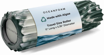 Ripple Travel Foam Roller (11" x 3.35") Firm Mini Foam Roller for Physical Therapy, Deep Tissue Massage, Back Pain - High Density, Ergonomic Wave Textured - Yoga, Pilates, Exercise (Seafoam) - Colors A