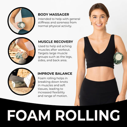 Ripple Travel Foam Roller (11" x 3.35") Firm Mini Foam Roller for Physical Therapy, Deep Tissue Massage, Back Pain - High Density, Ergonomic Wave Textured - Yoga, Pilates, Exercise (Seafoam) - Colors A
