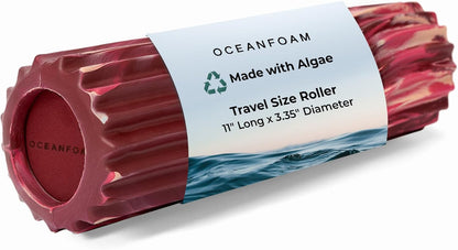 Ripple Travel Foam Roller (11" x 3.35") Firm Mini Foam Roller for Physical Therapy, Deep Tissue Massage, Back Pain - High Density, Ergonomic Wave Textured - Yoga, Pilates, Exercise (Seafoam) - Colors A