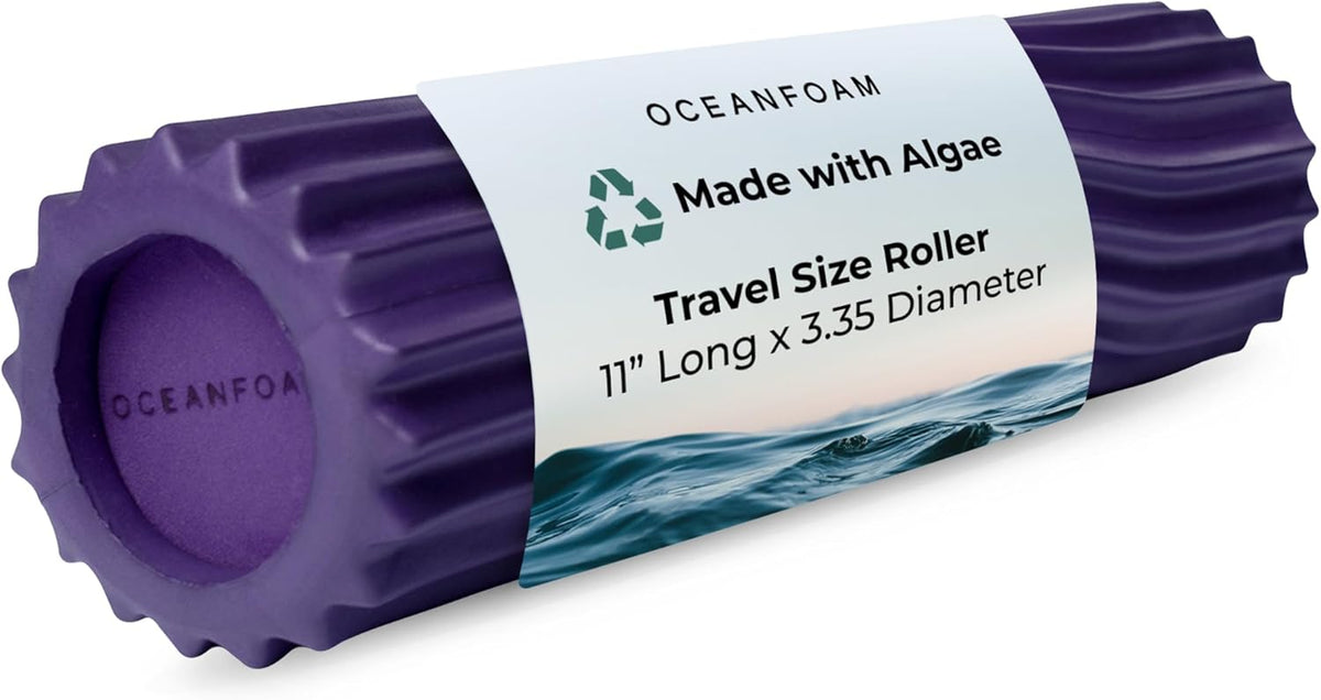 Ripple Travel Foam Roller (11" x 3.35") Firm Mini Foam Roller for Physical Therapy, Deep Tissue Massage, Back Pain - High Density, Ergonomic Wave Textured - Yoga, Pilates, Exercise (Seafoam) - Colors A