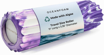 Ripple Travel Foam Roller (11" x 3.35") Firm Mini Foam Roller for Physical Therapy, Deep Tissue Massage, Back Pain - High Density, Ergonomic Wave Textured - Yoga, Pilates, Exercise (Seafoam) - Colors A