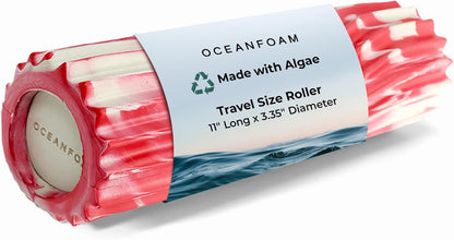 Ripple Travel Foam Roller (11" x 3.35") Firm Mini Foam Roller for Physical Therapy, Deep Tissue Massage, Back Pain - High Density, Ergonomic Wave Textured - Yoga, Pilates, Exercise (Seafoam) - Colors A