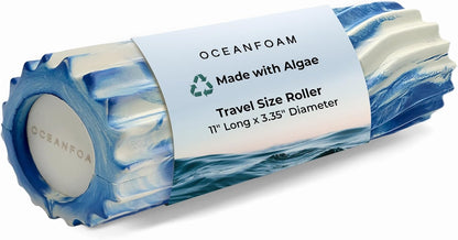 Ripple Travel Foam Roller (11" x 3.35") Firm Mini Foam Roller for Physical Therapy, Deep Tissue Massage, Back Pain - High Density, Ergonomic Wave Textured - Yoga, Pilates, Exercise (Seafoam) - Colors A