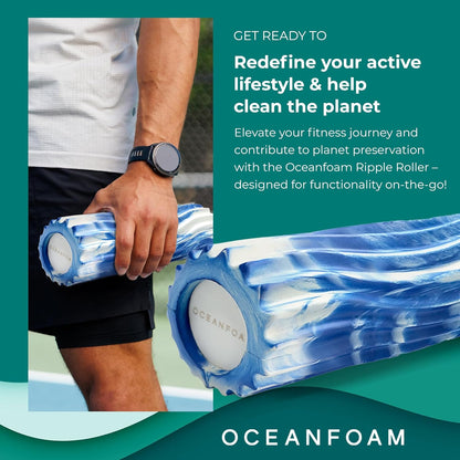 Ripple Travel Foam Roller (11" x 3.35") Firm Mini Foam Roller for Physical Therapy, Deep Tissue Massage, Back Pain - High Density, Ergonomic Wave Textured - Yoga, Pilates, Exercise (Seafoam) - Colors A
