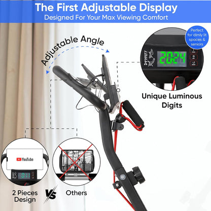 3-IN-1 Exercise Bike with Luminous Digits Display | Folding Stationary Bikes for Home Seniors | Compact Workout Bike with Fully Support Backrest - Wider Seat - 16 Level Magnetic Resistance