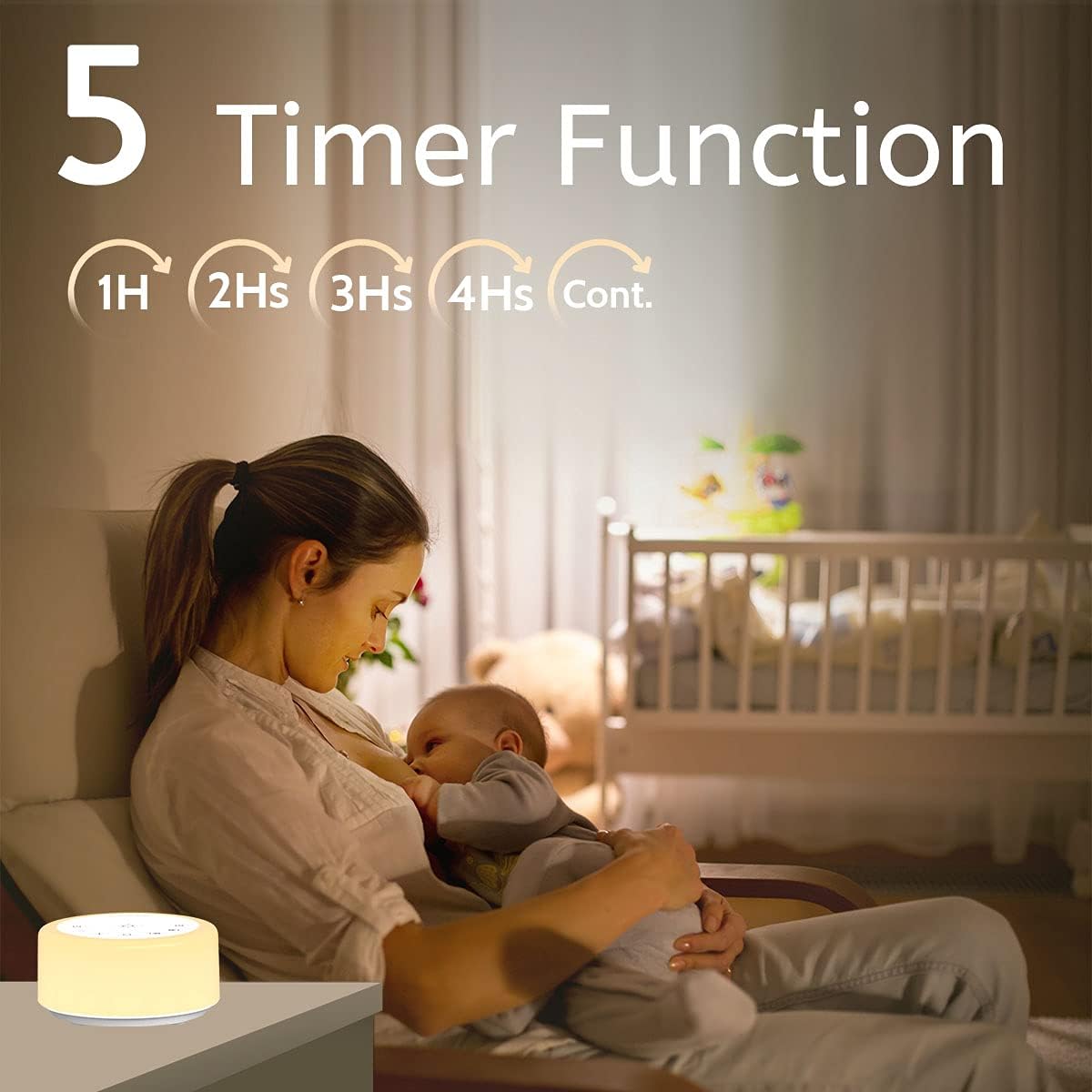 Soother Sleep Sound Machine Night Light White Noise Machine with 30 Soothing Sounds & 12 Color Night Lights for Baby Kids Adults Brown Noise Machine with Timer & Continuous Play for Home Travel Office
