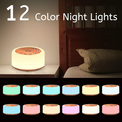 Soother Sleep Sound Machine Night Light White Noise Machine with 30 Soothing Sounds & 12 Color Night Lights for Baby Kids Adults Brown Noise Machine with Timer & Continuous Play for Home Travel Office