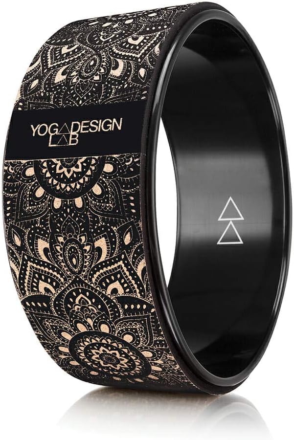 THE YOGA WHEEL | Eco Printed, Extra Strength, Padded, Dharma Exercise Wheel | Designed in Bali | Enhance Your Postures and Stretch Deeper (Mandala Black,)