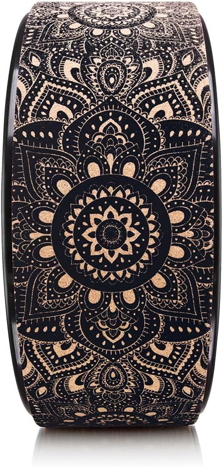 THE YOGA WHEEL | Eco Printed, Extra Strength, Padded, Dharma Exercise Wheel | Designed in Bali | Enhance Your Postures and Stretch Deeper (Mandala Black,)