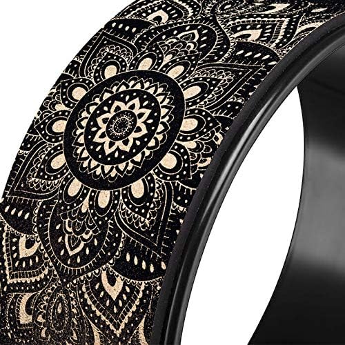 THE YOGA WHEEL | Eco Printed, Extra Strength, Padded, Dharma Exercise Wheel | Designed in Bali | Enhance Your Postures and Stretch Deeper (Mandala Black,)