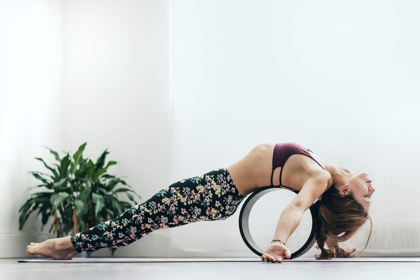 THE YOGA WHEEL | Eco Printed, Extra Strength, Padded, Dharma Exercise Wheel | Designed in Bali | Enhance Your Postures and Stretch Deeper (Mandala Black,)
