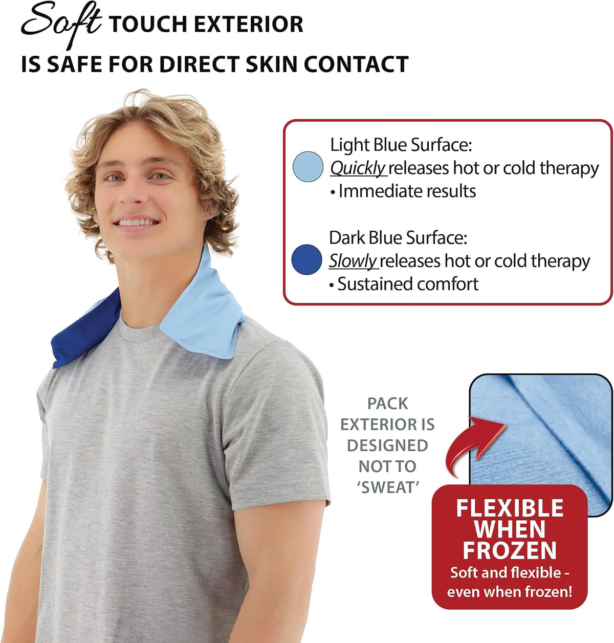 Reusable Hot & Cold Therapy Pack for Knee, Back & Shoulder Pain, Cervical, 6 x 20 inch Made in USA