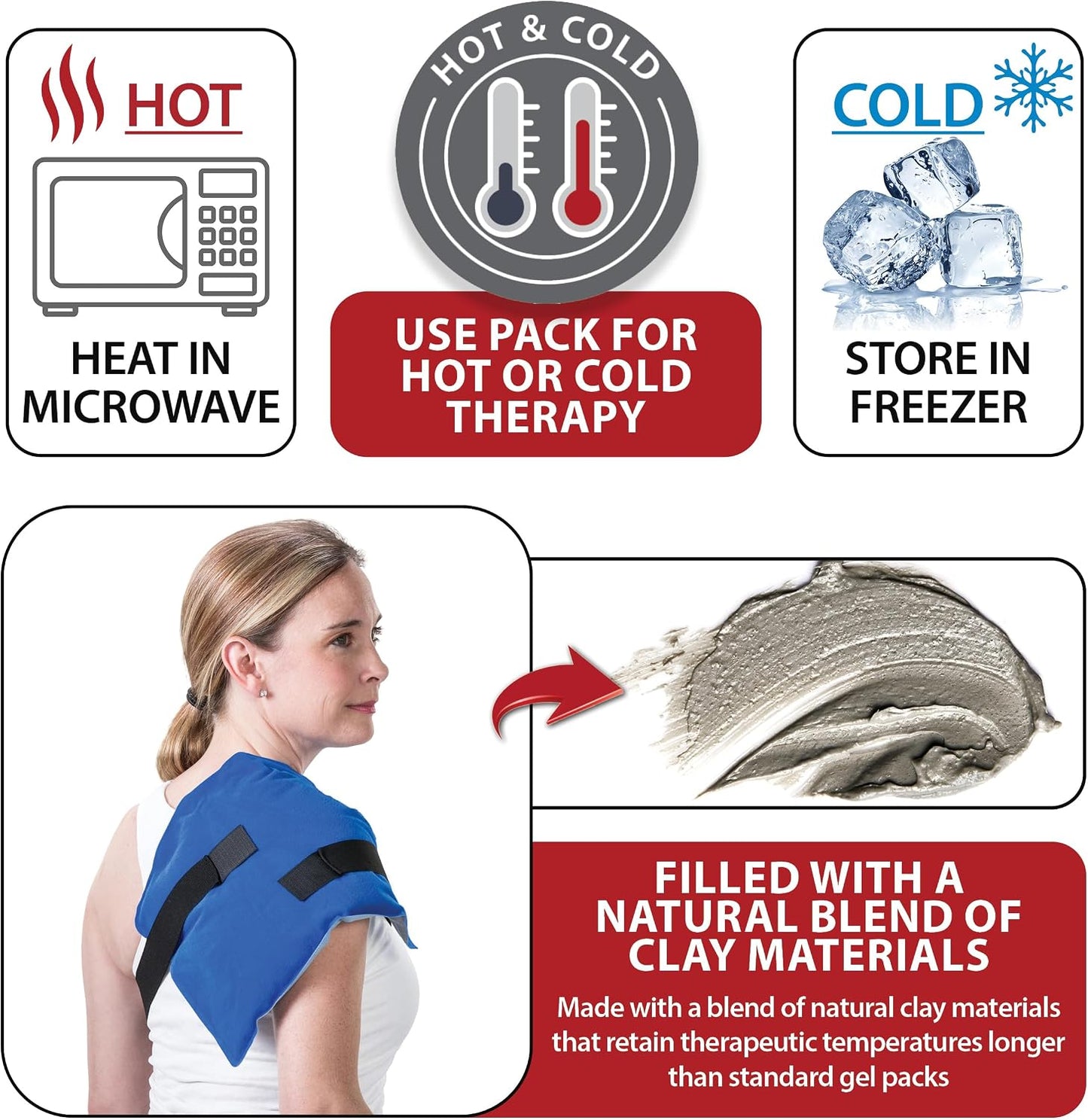 Reusable Hot & Cold Therapy Pack for Knee, Back & Shoulder Pain, Cervical, 6 x 20 inch Made in USA