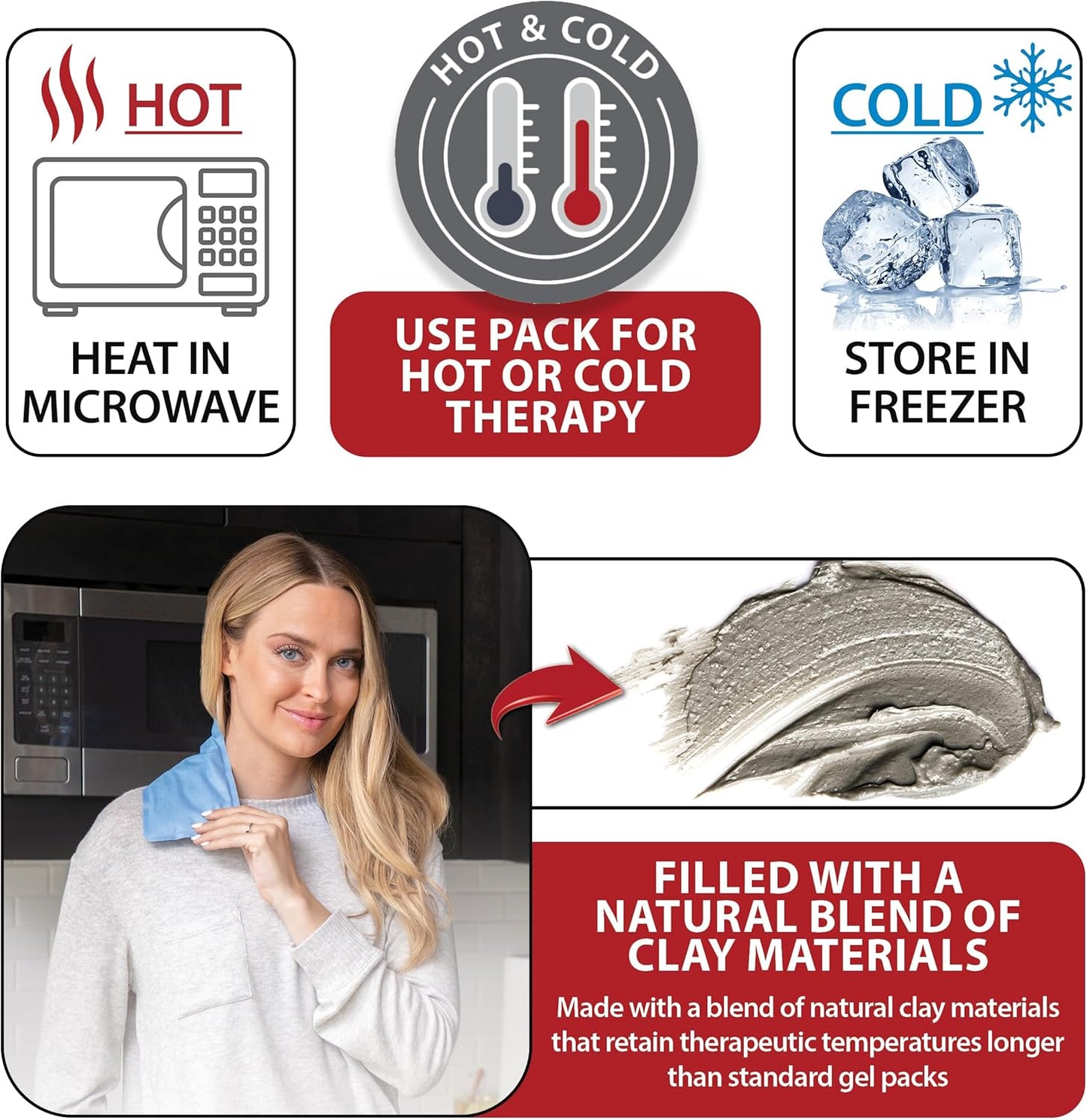 Reusable Hot & Cold Therapy Pack for Knee, Back & Shoulder Pain, Cervical, 6 x 20 inch Made in USA