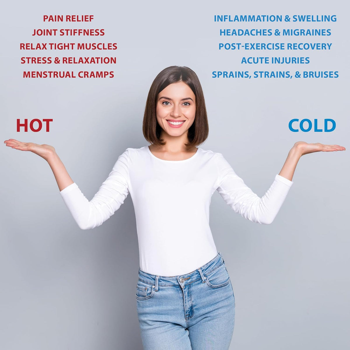 Reusable Hot & Cold Therapy Pack for Knee, Back & Shoulder Pain, Cervical, 6 x 20 inch Made in USA