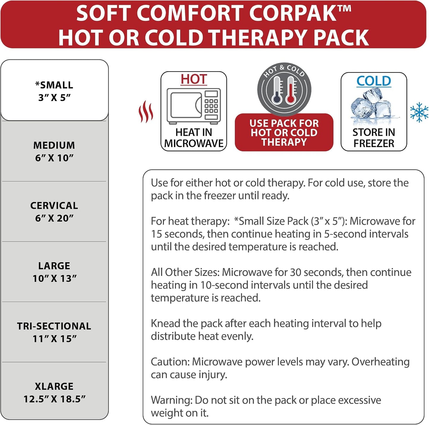 Reusable Hot & Cold Therapy Pack for Knee, Back & Shoulder Pain, Cervical, 6 x 20 inch Made in USA