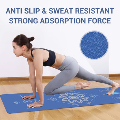 Yoga Mat Foldable - Textured Non Slip Exercise Mat -Travel Lightweight Hot Yoga Mat with Carry Bag for Pilates & Home Workouts (72"L x 24"W x 3mm Thick)