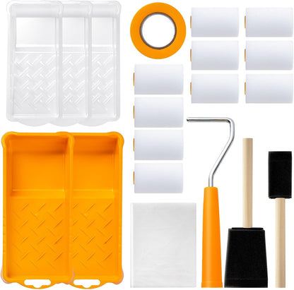 Foam Paint Roller, 2 Inch Mini Paint Roller Kit 9 Pack, Small Paint Roller with Tray and Liner, Small Paint Rollers 2 Inch, Mini Rollers for Painting Furniture, Stenciling, Art Crafts