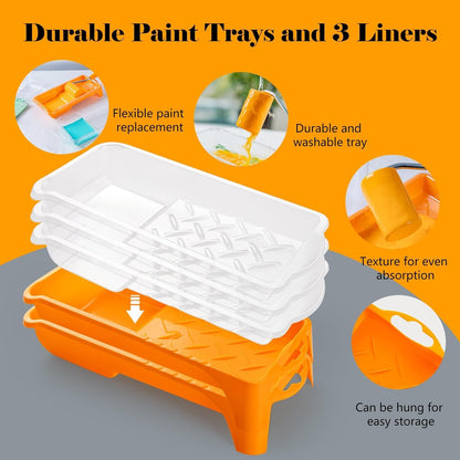 Foam Paint Roller, 2 Inch Mini Paint Roller Kit 9 Pack, Small Paint Roller with Tray and Liner, Small Paint Rollers 2 Inch, Mini Rollers for Painting Furniture, Stenciling, Art Crafts