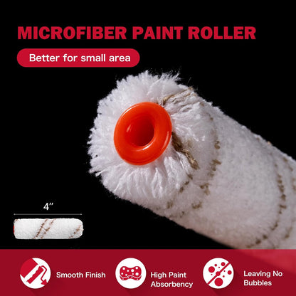 Foam Paint Roller, 2 Inch Mini Paint Roller Kit 9 Pack, Small Paint Roller with Tray and Liner, Small Paint Rollers 2 Inch, Mini Rollers for Painting Furniture, Stenciling, Art Crafts