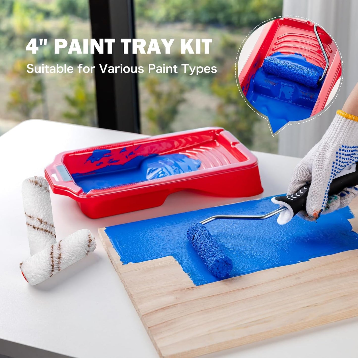 Foam Paint Roller, 2 Inch Mini Paint Roller Kit 9 Pack, Small Paint Roller with Tray and Liner, Small Paint Rollers 2 Inch, Mini Rollers for Painting Furniture, Stenciling, Art Crafts