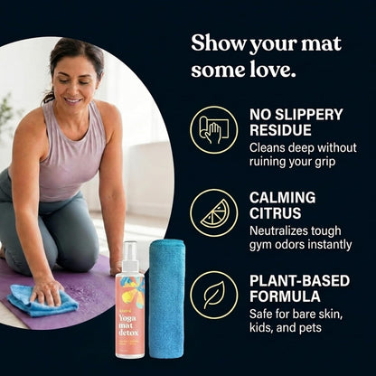 ASUTRA Yoga Mat Cleaner Spray (Peaceful Lavender), 4 fl oz - No Slippery Residue, Organic Essential Oils, Deep-Cleansing for Fitness Gear & Gym Equipment, Microfiber Towel Included