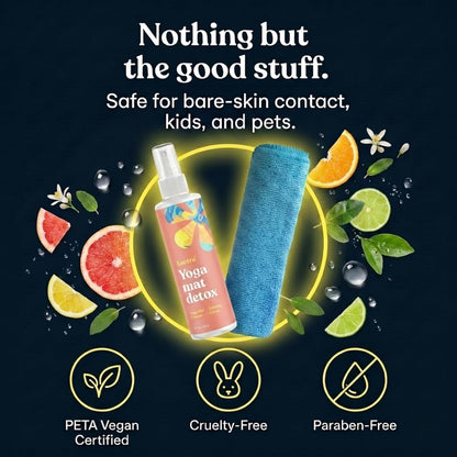 ASUTRA Yoga Mat Cleaner Spray (Peaceful Lavender), 4 fl oz - No Slippery Residue, Organic Essential Oils, Deep-Cleansing for Fitness Gear & Gym Equipment, Microfiber Towel Included