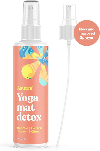 ASUTRA Yoga Mat Cleaner Spray (Peaceful Lavender), 4 fl oz - No Slippery Residue, Organic Essential Oils, Deep-Cleansing for Fitness Gear & Gym Equipment, Microfiber Towel Included