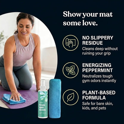 ASUTRA Yoga Mat Cleaner Spray (Peaceful Lavender), 4 fl oz - No Slippery Residue, Organic Essential Oils, Deep-Cleansing for Fitness Gear & Gym Equipment, Microfiber Towel Included