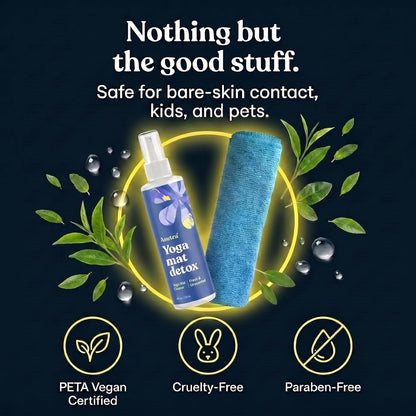 ASUTRA Yoga Mat Cleaner Spray (Peaceful Lavender), 4 fl oz - No Slippery Residue, Organic Essential Oils, Deep-Cleansing for Fitness Gear & Gym Equipment, Microfiber Towel Included