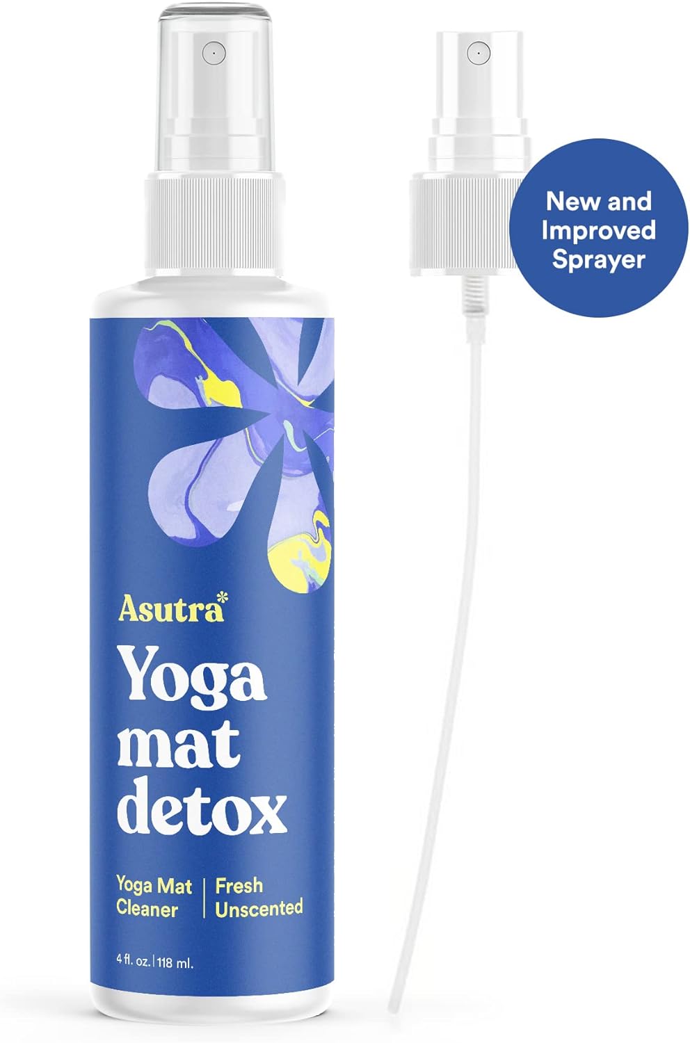 ASUTRA Yoga Mat Cleaner Spray (Peaceful Lavender), 4 fl oz - No Slippery Residue, Organic Essential Oils, Deep-Cleansing for Fitness Gear & Gym Equipment, Microfiber Towel Included