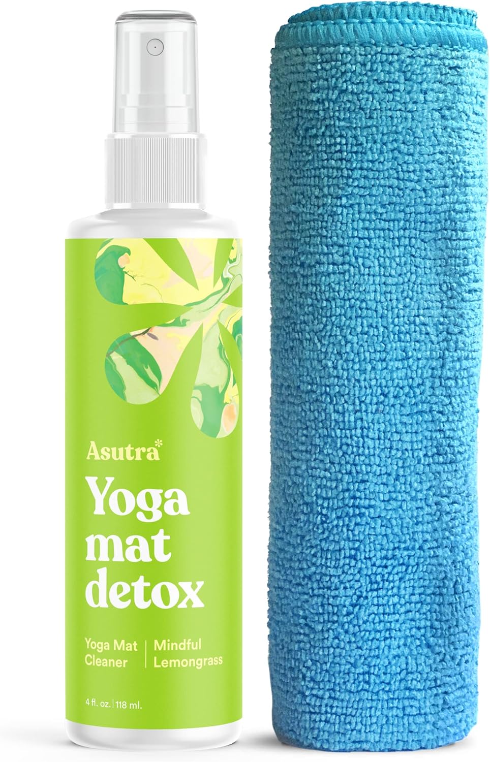 ASUTRA Yoga Mat Cleaner Spray (Peaceful Lavender), 4 fl oz - No Slippery Residue, Organic Essential Oils, Deep-Cleansing for Fitness Gear & Gym Equipment, Microfiber Towel Included